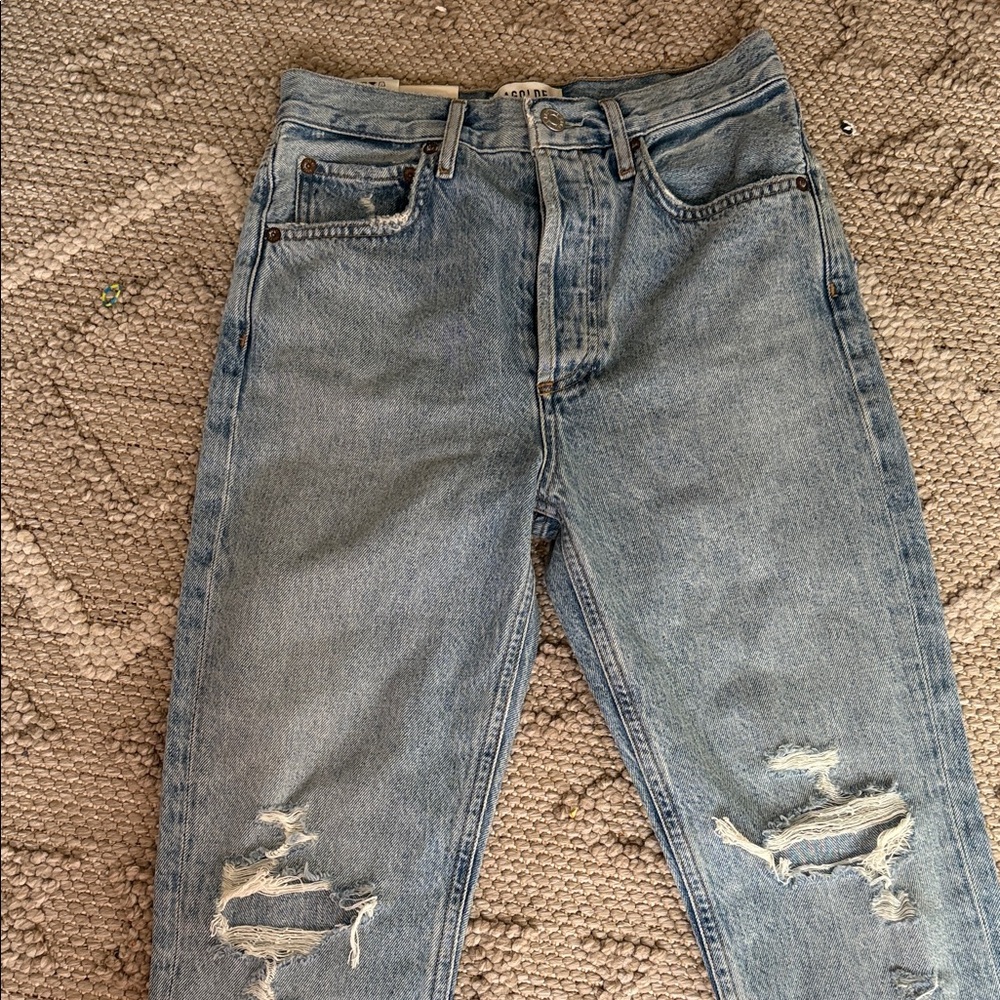 Agolde Light Blue Distressed Ankle Jeans